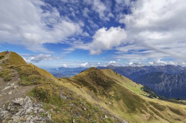 Oberstdorf - Fellhorn Dağı 'ndan Alpler-Panorama, Bavyera, Almanya' ya giden yol, 27.09.2017