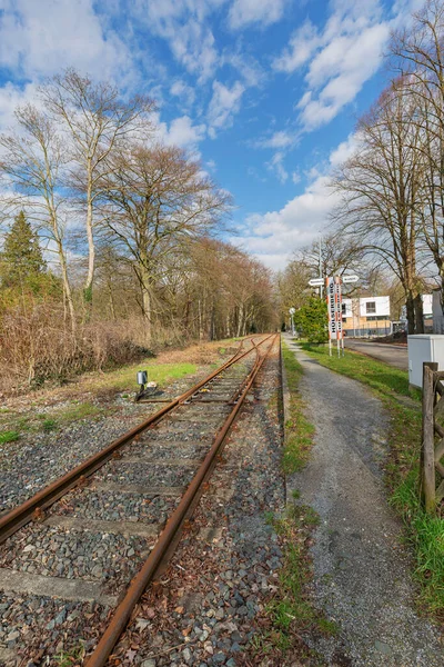 Krefeld Huels แพลตฟอร มรถไฟและร องรอยส าหร ยกว Schluff งเป นรถไฟไอน — ภาพถ่ายสต็อก