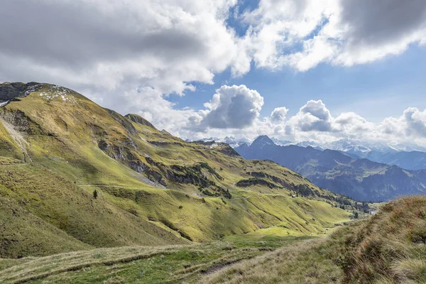 Oberstdorf Pohled Nebelhornu Výhledem Horu Hoefats Bavorsko Německo 2017 — Stock fotografie