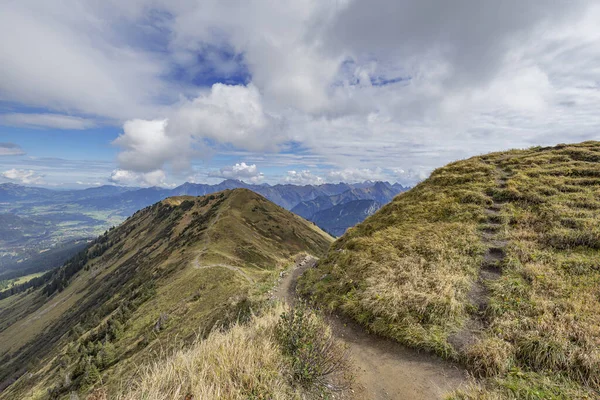 Oberstdorf Pohled Úzkého Hřebene Fellhorn Turistická Stezka Alp Panorama Bavorsko — Stock fotografie