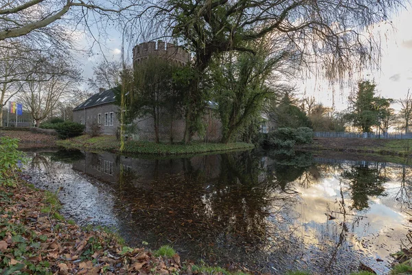 Willich View Moated Castle Neersen Sunset North Rhine Westphalia Germany — ストック写真