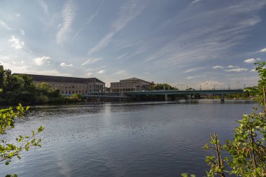 Muelheim - Townhall ve Castle-Bridge, North Rhine Westphalia, Almanya, Muelheim, 30.07.201