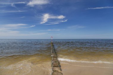 Groyne washed by the waves at Sylt-Wenningstedt Beach / German