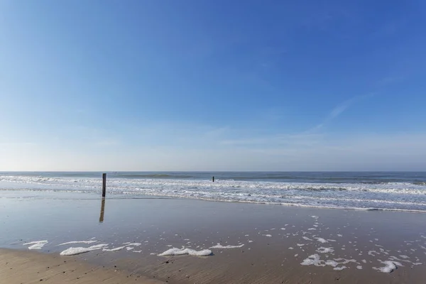 Vue Sur Domburg Beach Printemps Avec Timber Piles Pays Bas — Photo