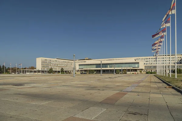 Belgrad Blick Auf Den Palast Serbiens Das Flächenmäßig Größte Gebäude — Stockfoto