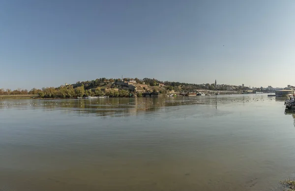 Βελιγράδι Πανόραμα Από Τον Ποταμό Waterside Belgrade Fortress Βελιγράδι Σερβία — Φωτογραφία Αρχείου