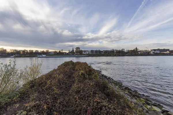 Krefeld Uerdingen Θέα Από Κυματοθραύστη Έως Τον Ποταμό Ρήνο Και — Φωτογραφία Αρχείου