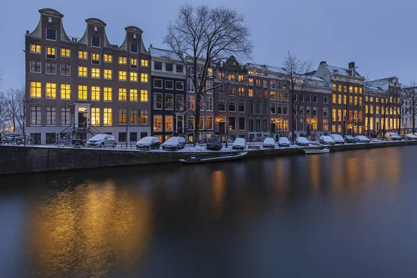Amsterdam Uitzicht Canal Buurt Amstel River Wintertime Nordholland Nederland Amsterdam — Stockfoto