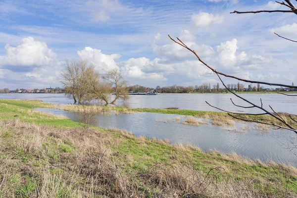 Duesseldorf Άποψη Του Kaiserswerth Τον Ποταμό Ρήνο Κατά Την Παλίρροια — Φωτογραφία Αρχείου