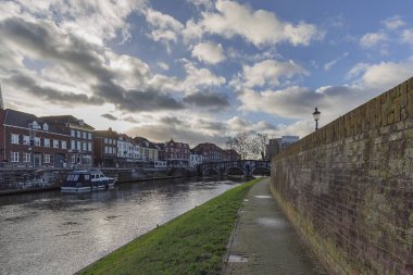 Roermond - River Rur ve Maria Theresia Köprüsü, Limburg, Hollanda, Roermond, 09.02.2019