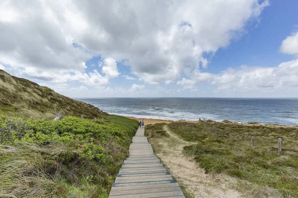 Sylt Vista Calçadão Madeira Para North Sea Beach Kampen Schleswig — Fotografia de Stock