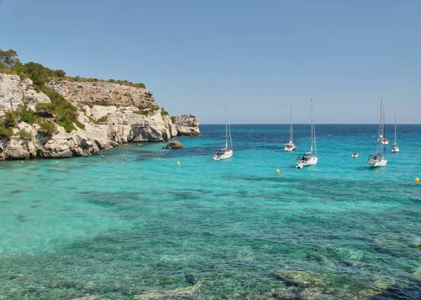 Sailboats Waiting Calm Blue Sea Quiet — Stock Photo, Image