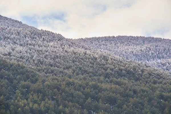 Verschneite Und Kalte Berglandschaft Einsamkeit Und Ruhe — Stockfoto