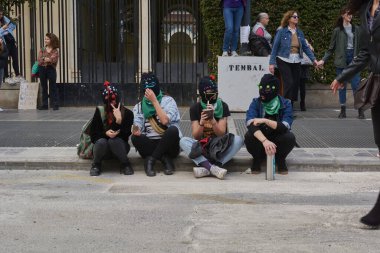 Valencia, İspanya, 9 Mart 2020, Uluslararası Kadınlar Günü. Kız Gücü