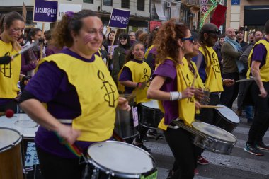 Valencia, İspanya, 9 Mart 2020, Uluslararası Kadınlar Günü. Kız Gücü