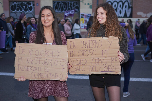 Valencia, Spain, March 9, 2020, International Women's Day. Girls Power