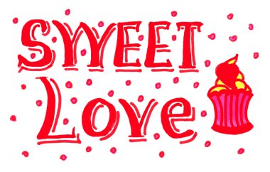 Tatlı aşk, el yazısıyla yazılmış mektuplar. El yapımı fırça stili modern hat sanatı.