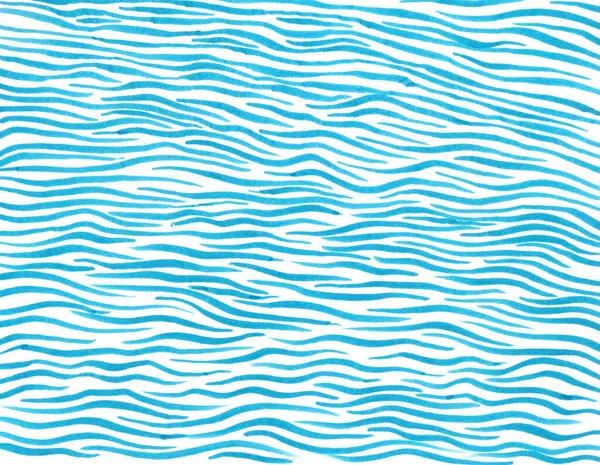 Textura Abstrata Linhas Onduladas Azul Turquesa Mar Sobre Fundo Branco — Fotografia de Stock
