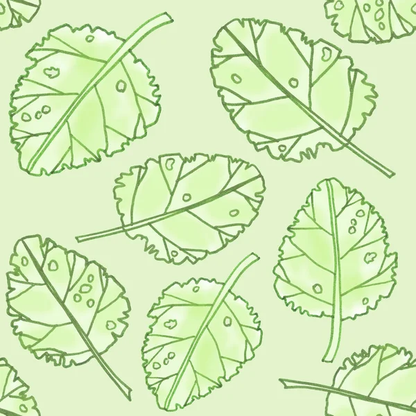 Chiaro Verde Primavera Acquerello Grafica Foglie Modello Senza Soluzione Continuità — Foto Stock