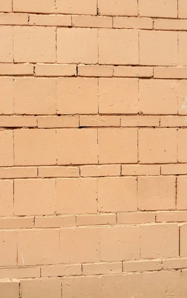 Een Muur Van Blokken Bakstenen Lichtroze Kleur Geschilderd — Stockfoto
