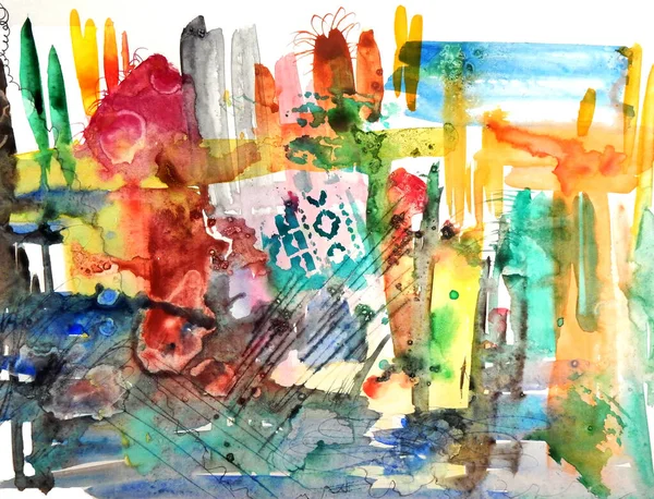 Абстрактный Разноцветный Текстурированный Пятнистый Летний Морской Фон Акварель — стоковое фото