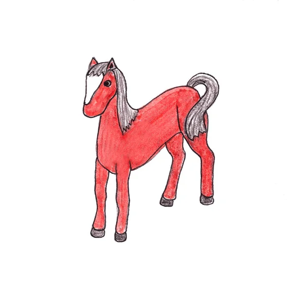 Dibujo Del Niño Naranja Lindo Pony Sobre Fondo Blanco —  Fotos de Stock