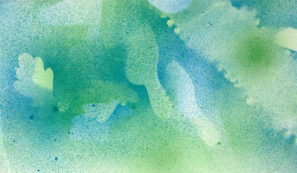 Streszczenie Akwarela Tekstury Niewyraźne Wiosna Niebieski Zielony Tło — Zdjęcie stockowe