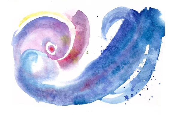 Абстрактная Геометрическая Спираль Виде Волны Акварельно Синего Фиолетового Цвета Белом — стоковое фото