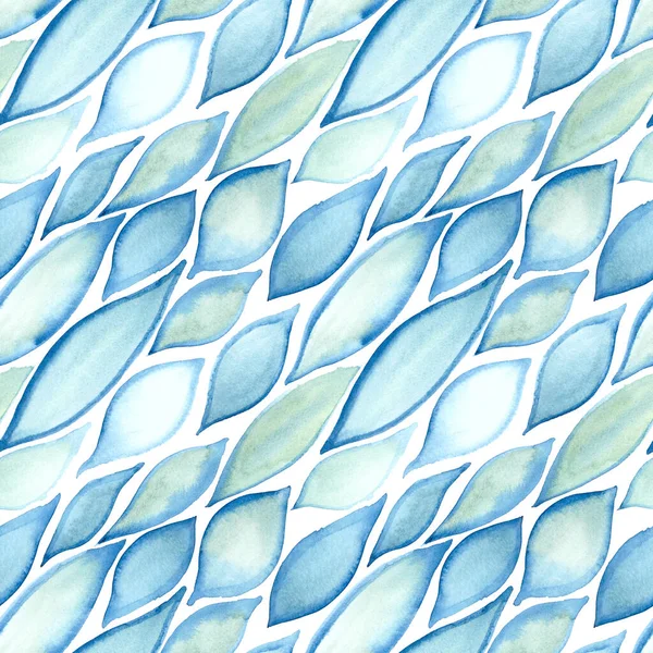 Abstrato Textura Aquarela Sem Costura Padrão Luz Azul Turquesa Folhas — Fotografia de Stock