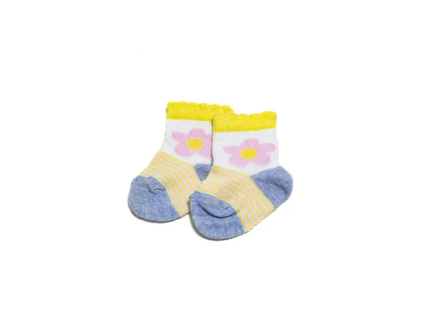 Barevné Dětské Ponožky Izolované Bílém Pozadí — Stock fotografie