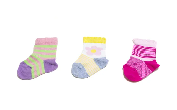 Calcetines Bebé Coloridos Aislados Sobre Fondo Blanco —  Fotos de Stock