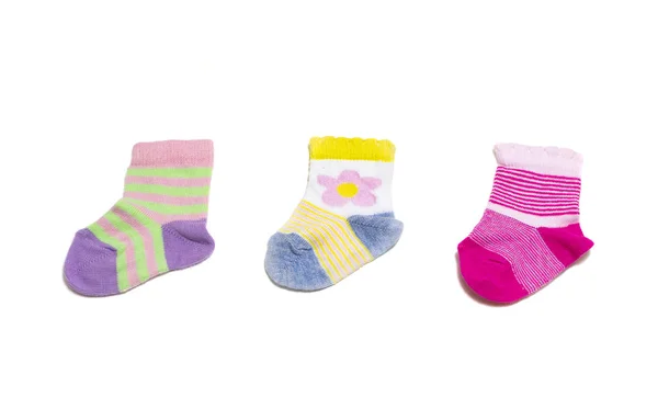 Colorful Baby Socks Isolated White Background — Stock Photo, Image