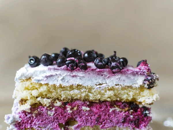 Piece Blueberry Cake Close Selective Focus Photo — Stock Photo, Image