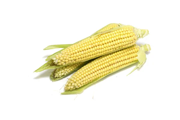 Fresh corns isolated on white background.