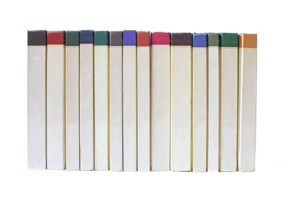 Gruppo Libri Colorati Isolati Sfondo Bianco Con Spazio Testo — Foto Stock