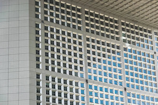 Skyscraper Glass Facades Bright Sunny Day Sunbeams Blue Sky Modern — Stock Photo, Image