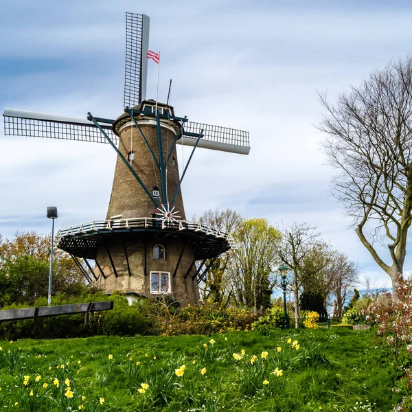 Molino de viento holandés en Alkmaar, Países Bajos —  Fotos de Stock