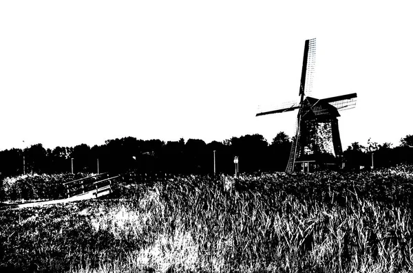 Голландські млина силует — стокове фото