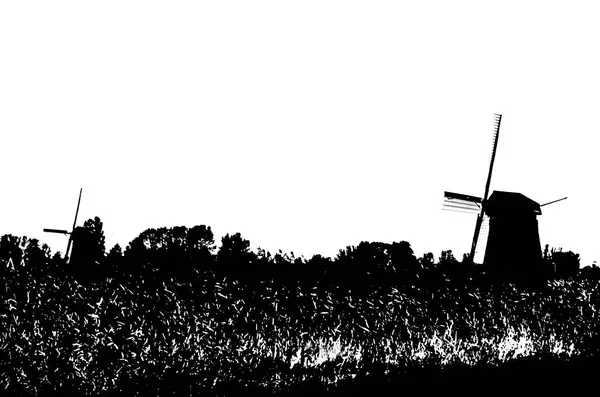 Holländsk väderkvarn siluett — Stockfoto