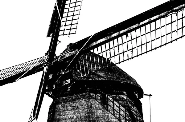 Niederländische Windmühlensilhouette — Stockfoto