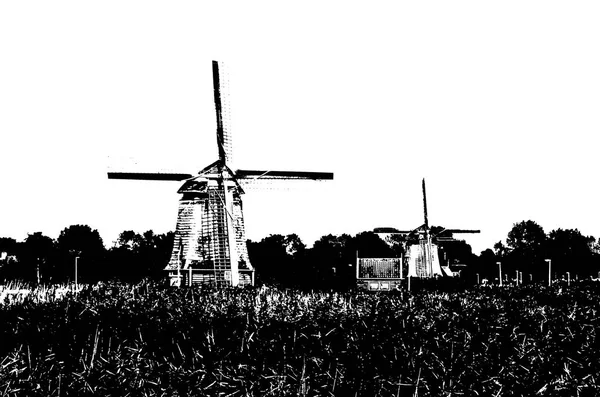 Ολλανδικό ανεμόμυλο σιλουέτα — Φωτογραφία Αρχείου
