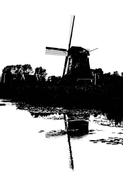 Dutch windmill silhouette — Stock Photo, Image