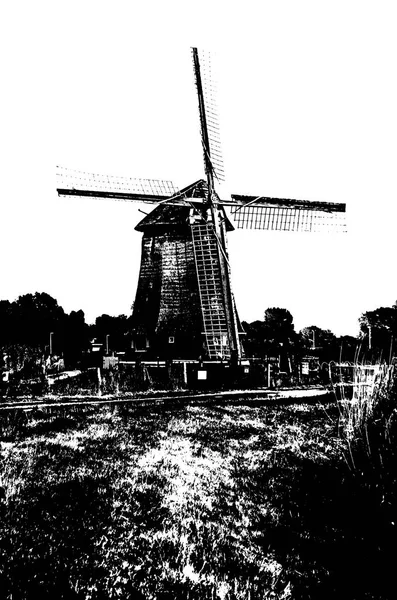Silueta holandesa de molino — Foto de Stock