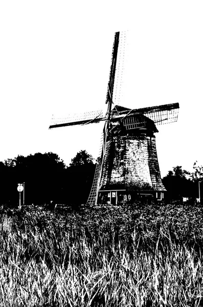 Holland szélmalom sziluett — Stock Fotó