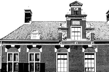 Alkmaar, Hollanda binalarda resmi siyah ve beyaz