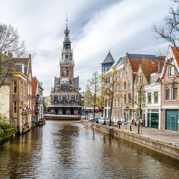 ALKMAAR, THE NETHERLANDS - APRIL 22, 2016: Urban landscape in Alkmaar, the Netherlands