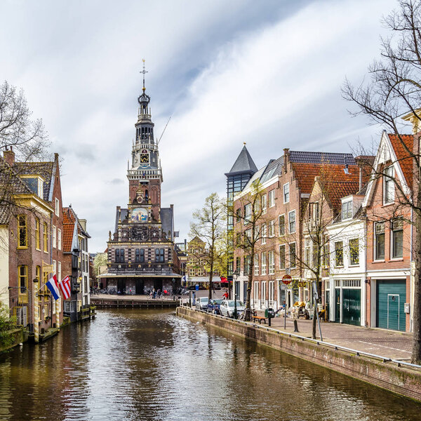 ALKMAAR, THE NETHERLANDS - APRIL 22, 2016: Urban landscape in Alkmaar, the Netherlands