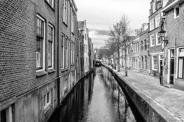Schwarz-weißes Stadtbild von Alkmaar, die Niederlande — Stockfoto