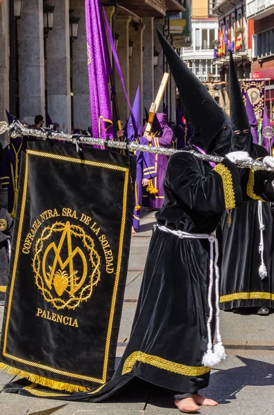 PALENCIA, SPAGNA - 24 marzo 2016: Processione tradizionale della Settimana Santa di Spagna — Foto Stock