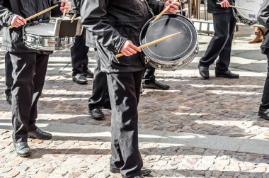 Zamora, İspanya - 25 Mart 2016: Geleneksel İspanyolca kutsal hafta (Semana Noel Baba) alay üzerinde Kutsal Cuma sokaklarda Zamora (Castilla y Leon), İspanya